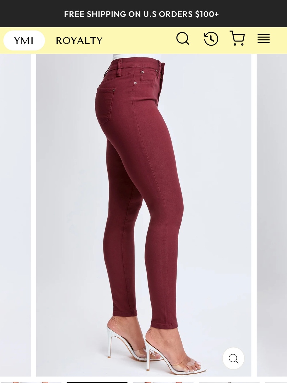 YMI Burgundy High-Rise Skinny Ankle Pants - Picture 3 of 10